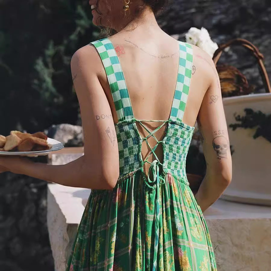 Clothing Spaghetti-strap Floral Print Dress Fashion
