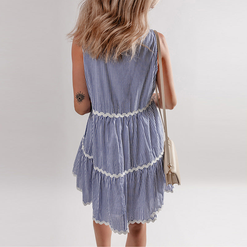 Wave Edge Stitching High Waist Skirt For Women