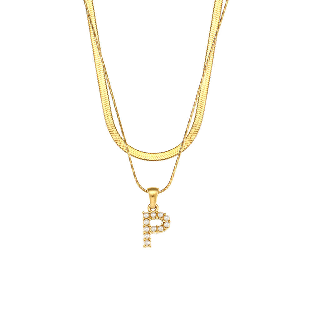 Double-layer Chain Pearl Pendant Necklace