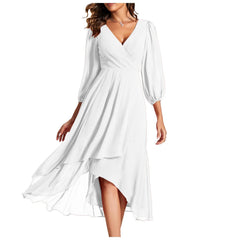 V-neck Long-sleeved Dress Loose Party Evening Dress