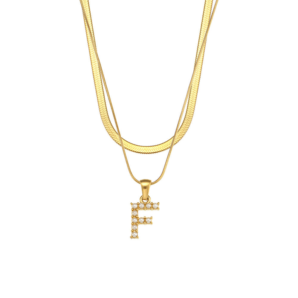 Double-layer Chain Pearl Pendant Necklace