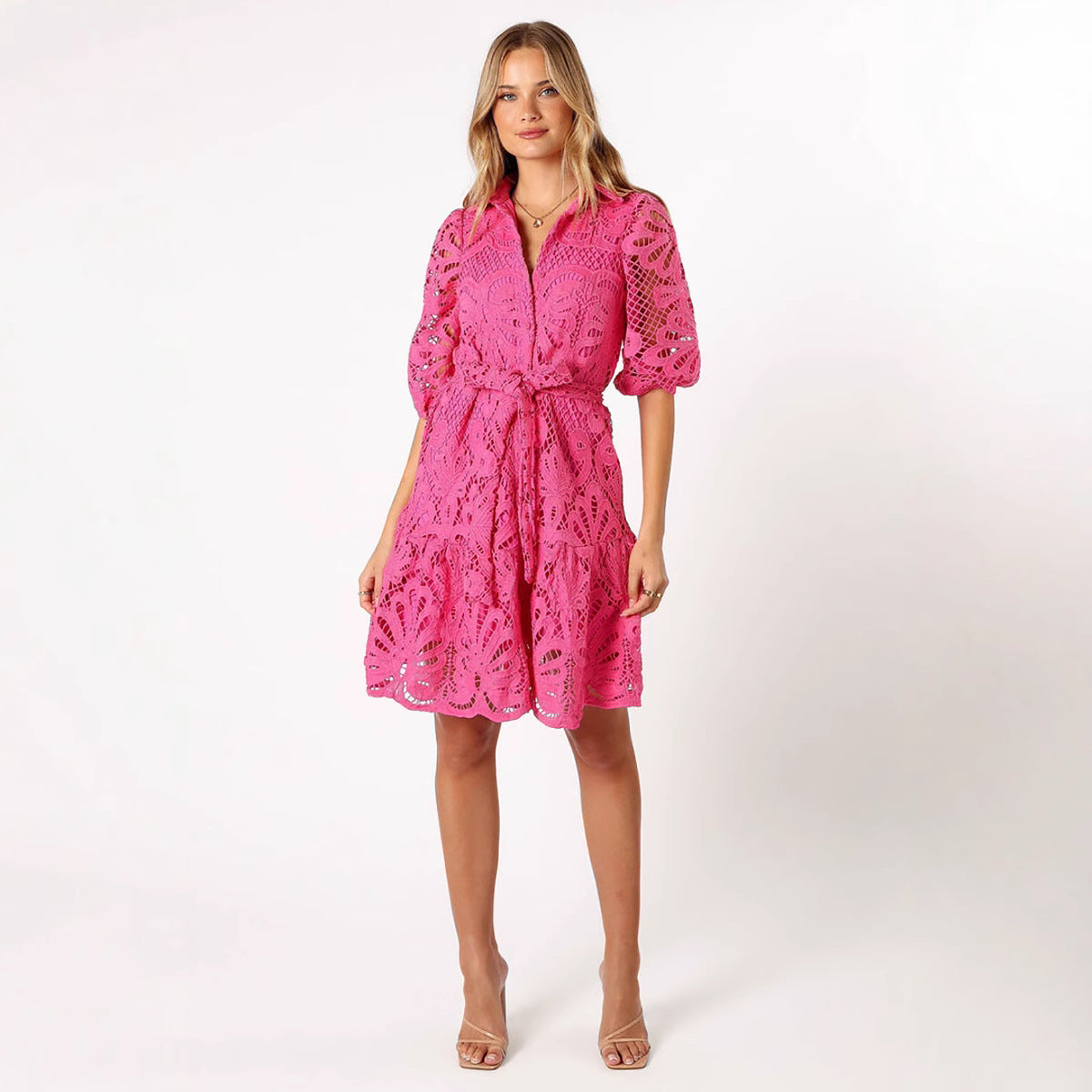 Shirt Cutout Water Soluble Lace Flower Dress