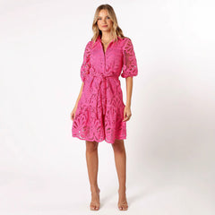 Shirt Cutout Water Soluble Lace Flower Dress