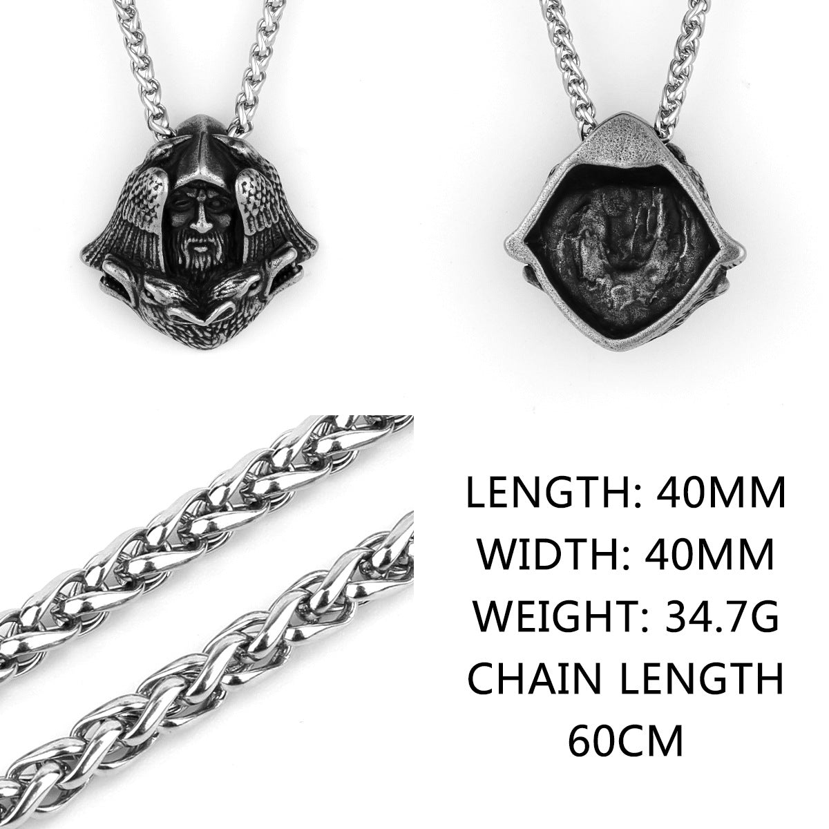 Odin Face Raven Necklace