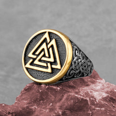 Odin Triangle Rune Signet Ring