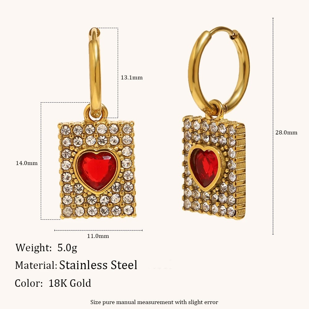 Omena Heart Crystal Padlock Hoop Earrings
