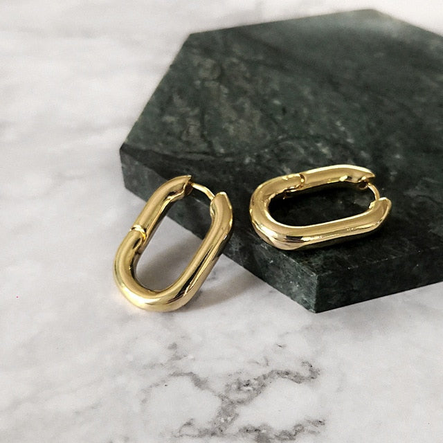 Oval Link Chain Hoop Earrings - 2 Styles