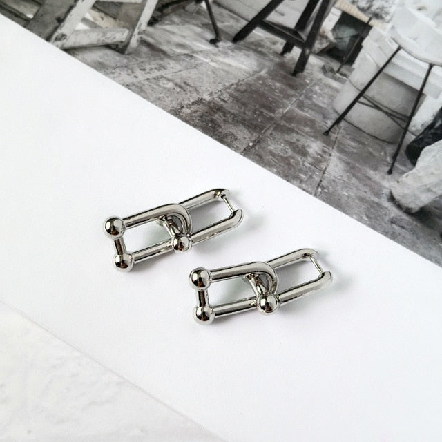 Oval Link Chain Hoop Earrings - 2 Styles