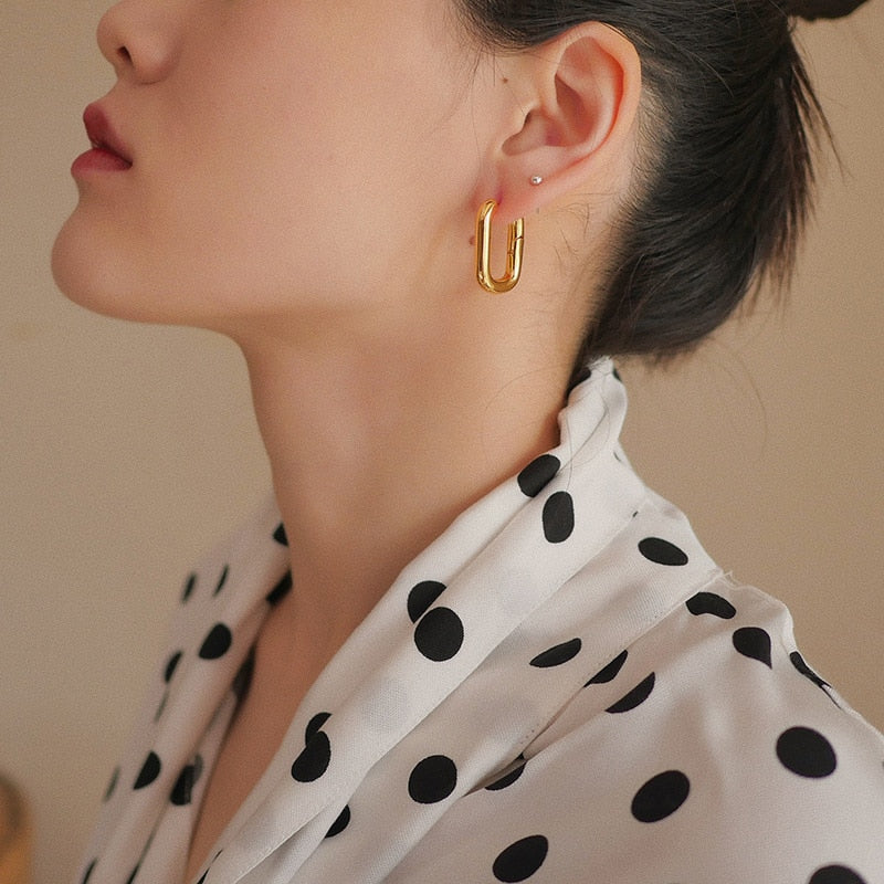 Oval Link Chain Hoop Earrings - 2 Styles