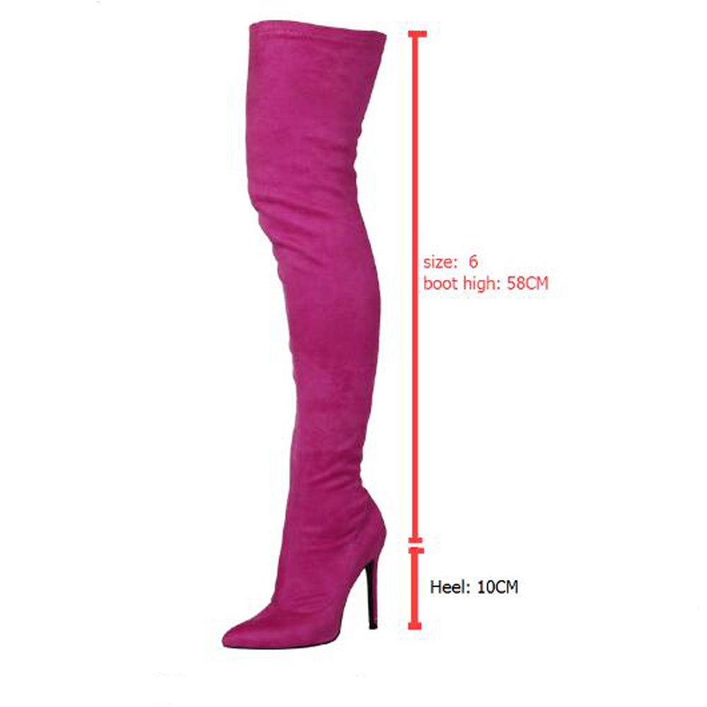 Over The Knee Suede Glove Boots - Olive 38 - SALE