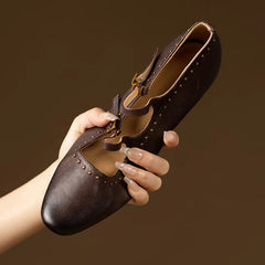 Paloma Double Strap Leather Mary Jane Pumps