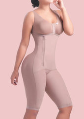 3017 Front Closure Side Zipper Overbust Shaper Postpartum Bodysuit