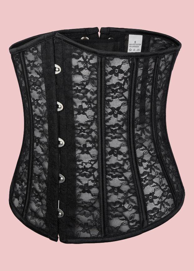 Lacing Corset Top Satin Boned Overbust Body Shaper Bustier