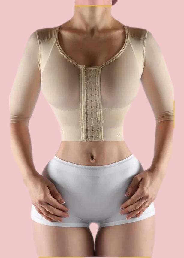 Strapless top with middle sleeve breasted hood