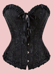 Frill Trim Lace Up Back Corset