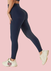 Ribbed Hip Lift High Waist Belly Peach Stretch Yoga Pants