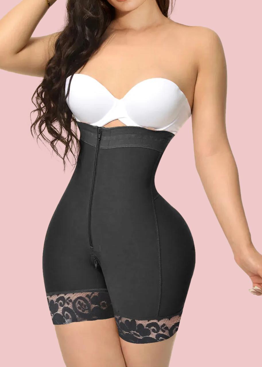 Double Compression Shapewear Open Bust Tummy Control with Zipper