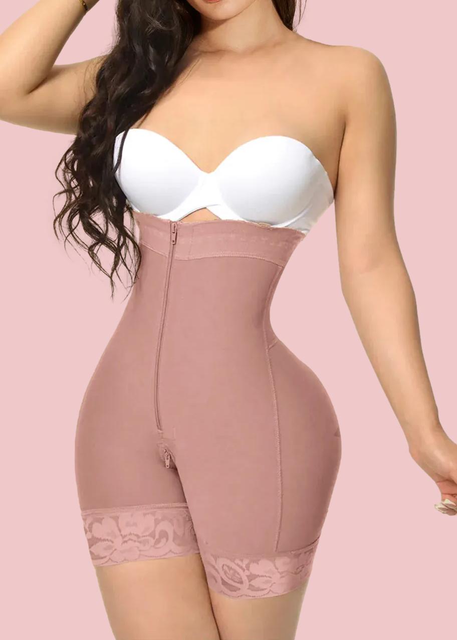 Double Compression Shapewear Open Bust Tummy Control with Zipper