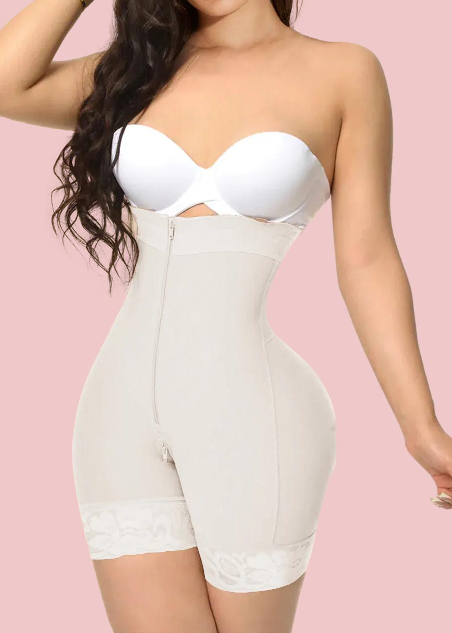 Double Compression Shapewear Open Bust Tummy Control with Zipper