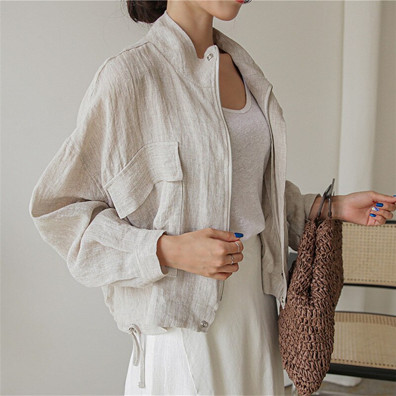 Pera Linen Cotton Summer Bomber Jackets / Size M (US S) - SALE