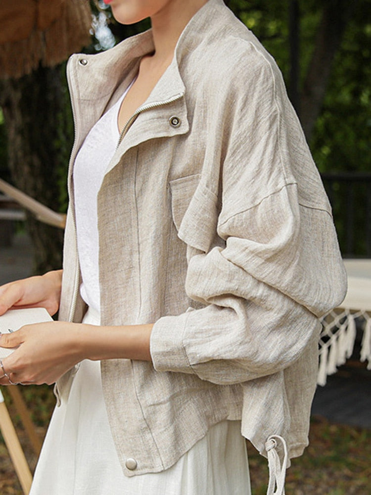Pera Linen Cotton Summer Bomber Jackets / Size M (US S) - SALE