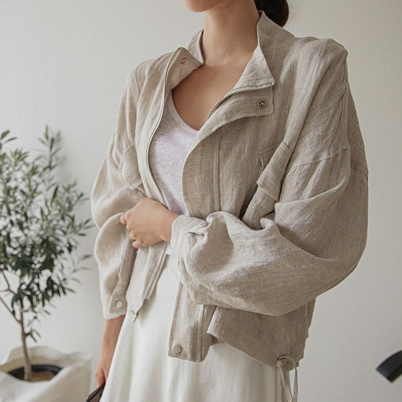 Pera Linen Cotton Summer Bomber Jackets / Size M (US S) - SALE