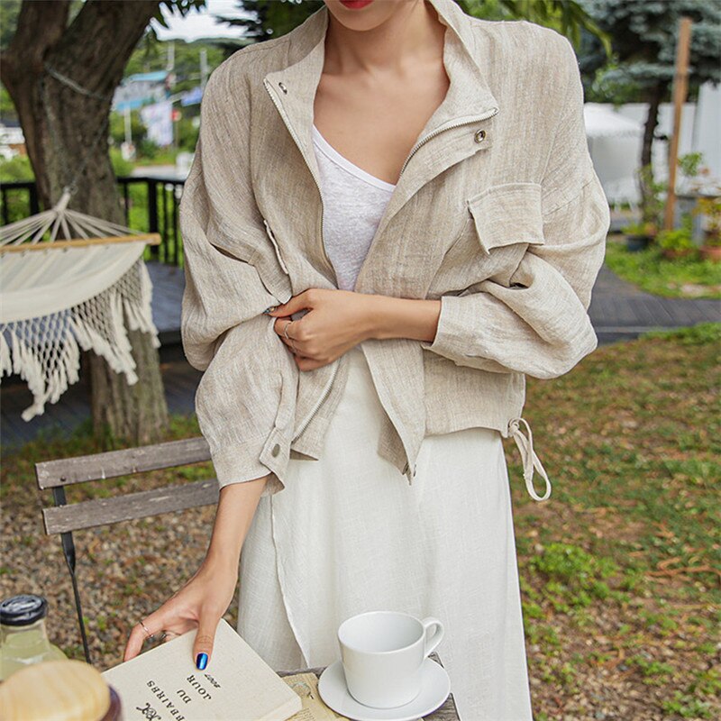 Pera Linen Cotton Summer Bomber Jackets / Size M (US S) - SALE