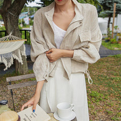 Pera Linen Cotton Summer Bomber Jackets / Size M (US S) - SALE
