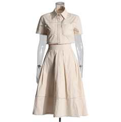 Piper Rivet & Frill Trim Two Piece Set Flare Dress