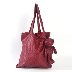 Plaid Nylon Bear Charm Eco Totes