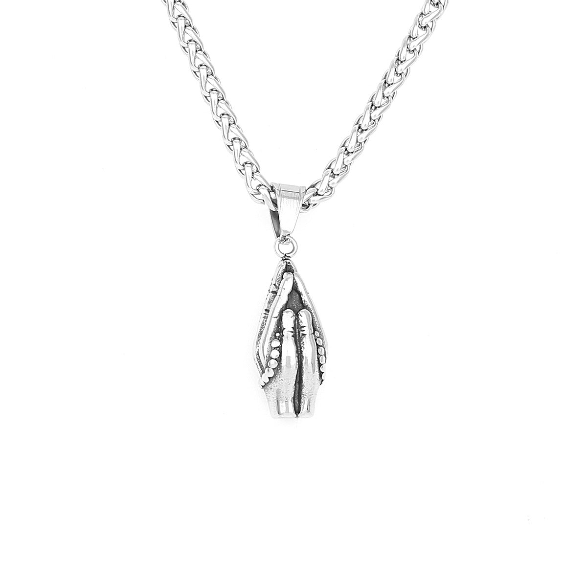Praying-Hands Rosary Design Necklace