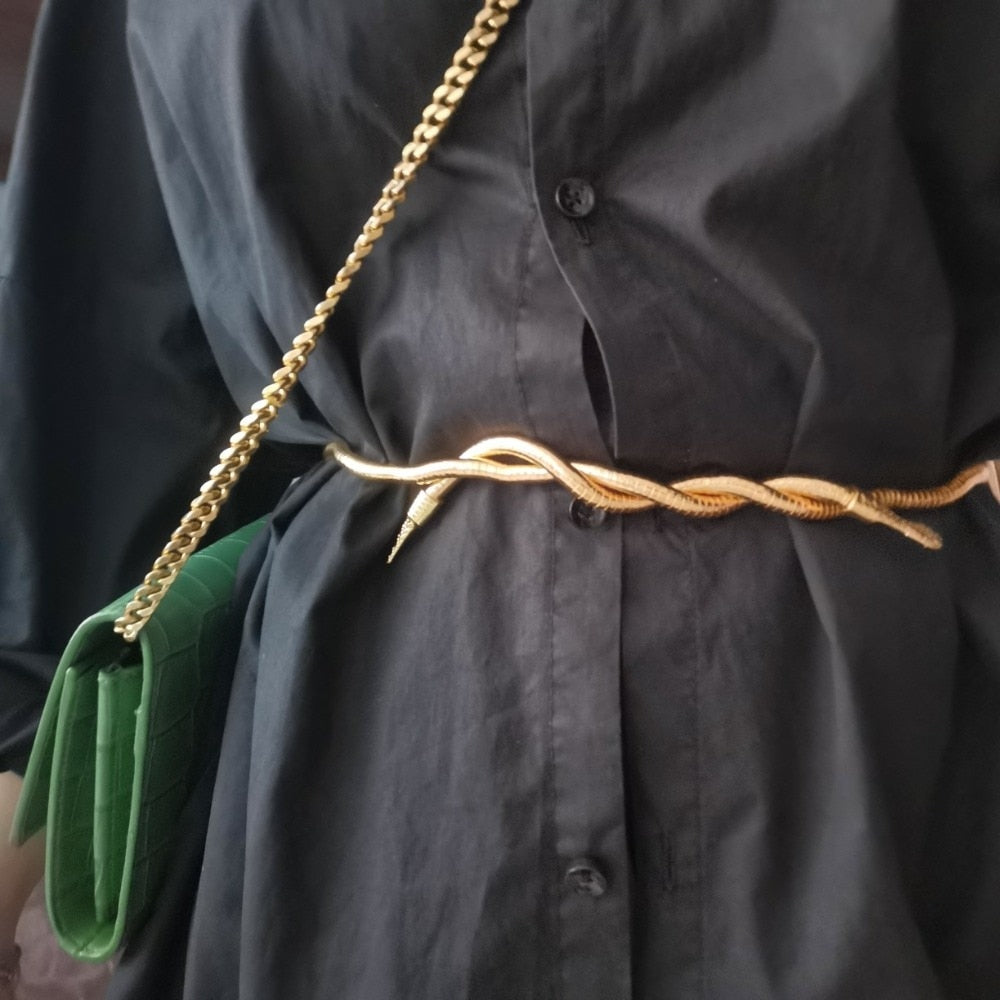 Rayna Serpentine Metal Necklace and Bracelet - 3 Colors