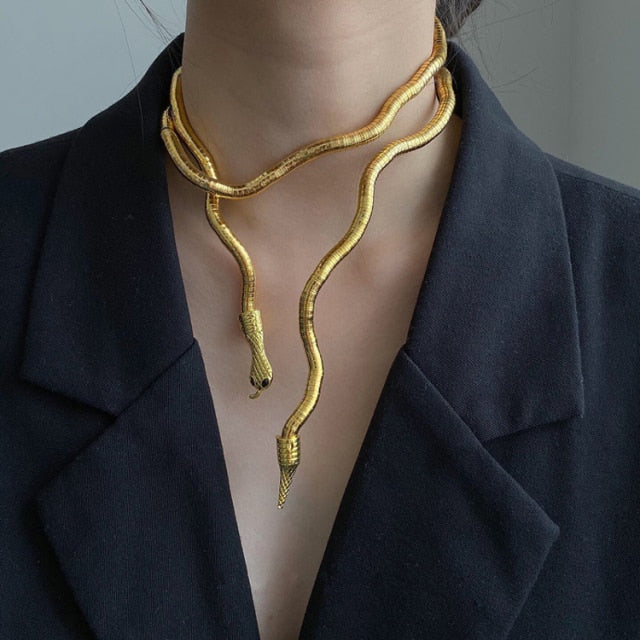 Rayna Serpentine Metal Necklace and Bracelet - 3 Colors