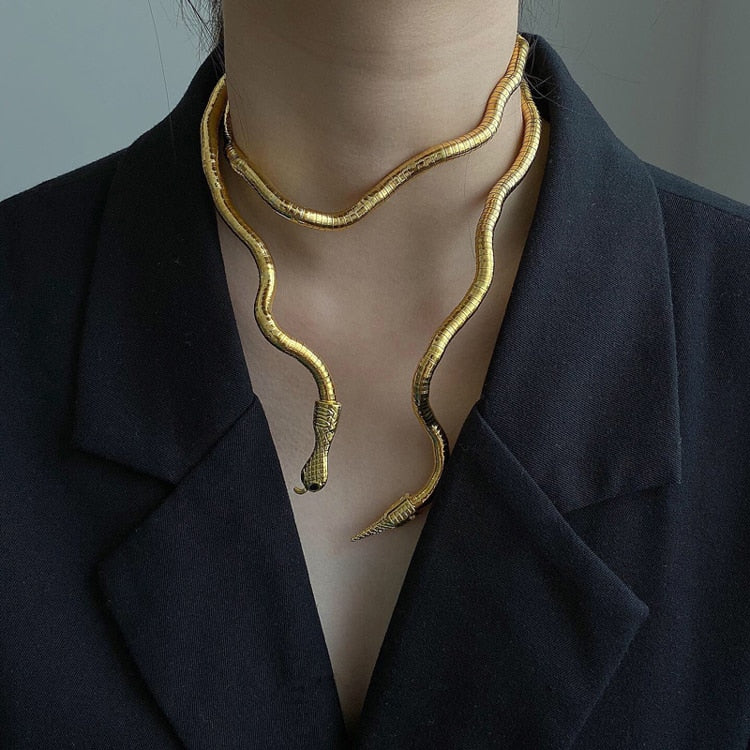 Rayna Serpentine Metal Necklace and Bracelet - 3 Colors