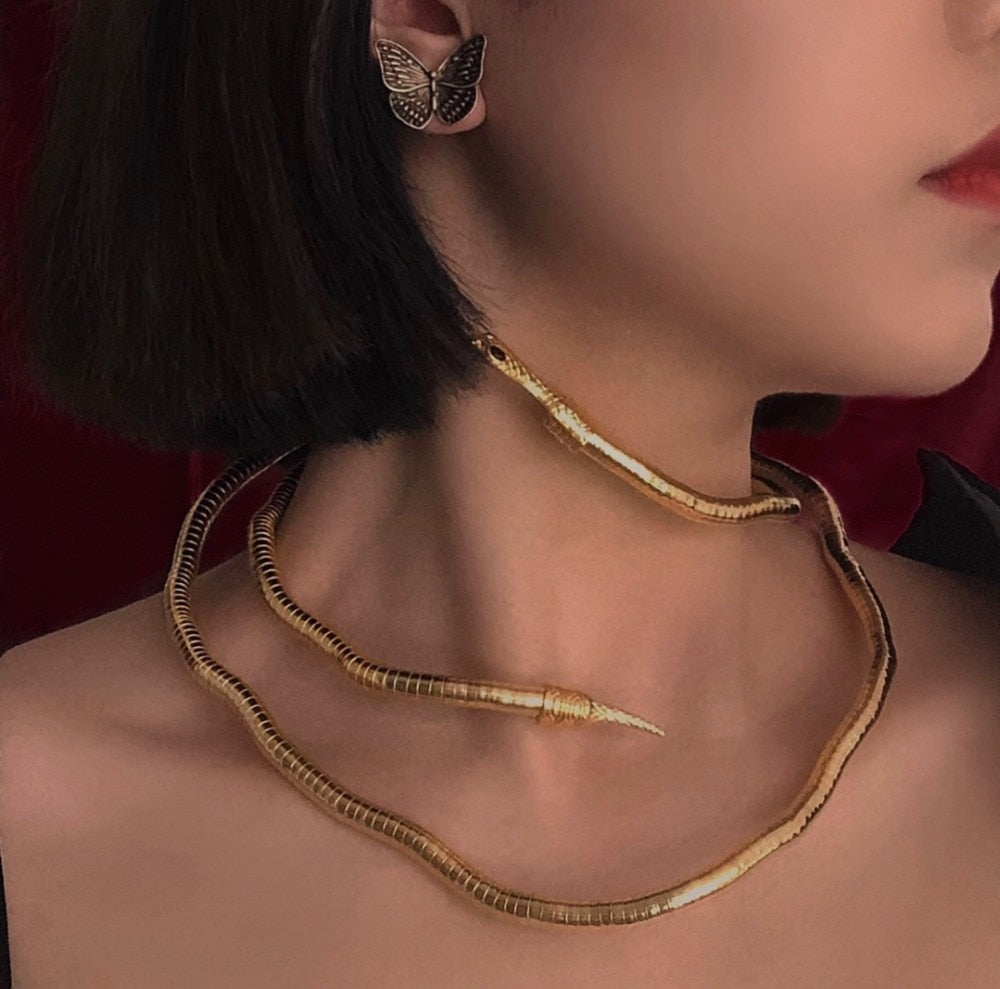 Rayna Serpentine Metal Necklace and Bracelet - 3 Colors