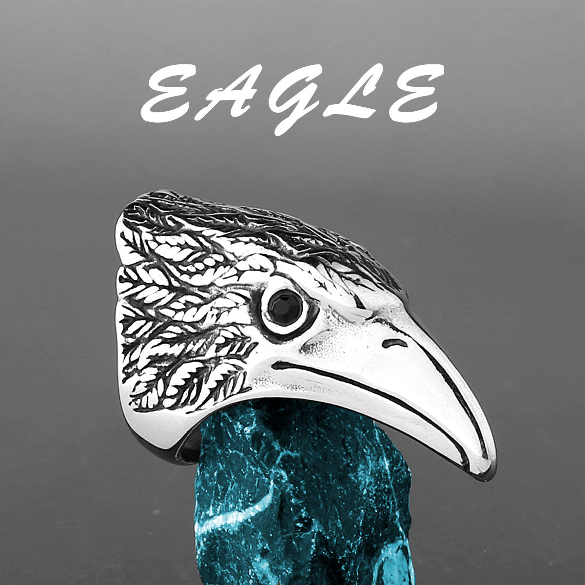 Red and Black Eyed Eagle Ring