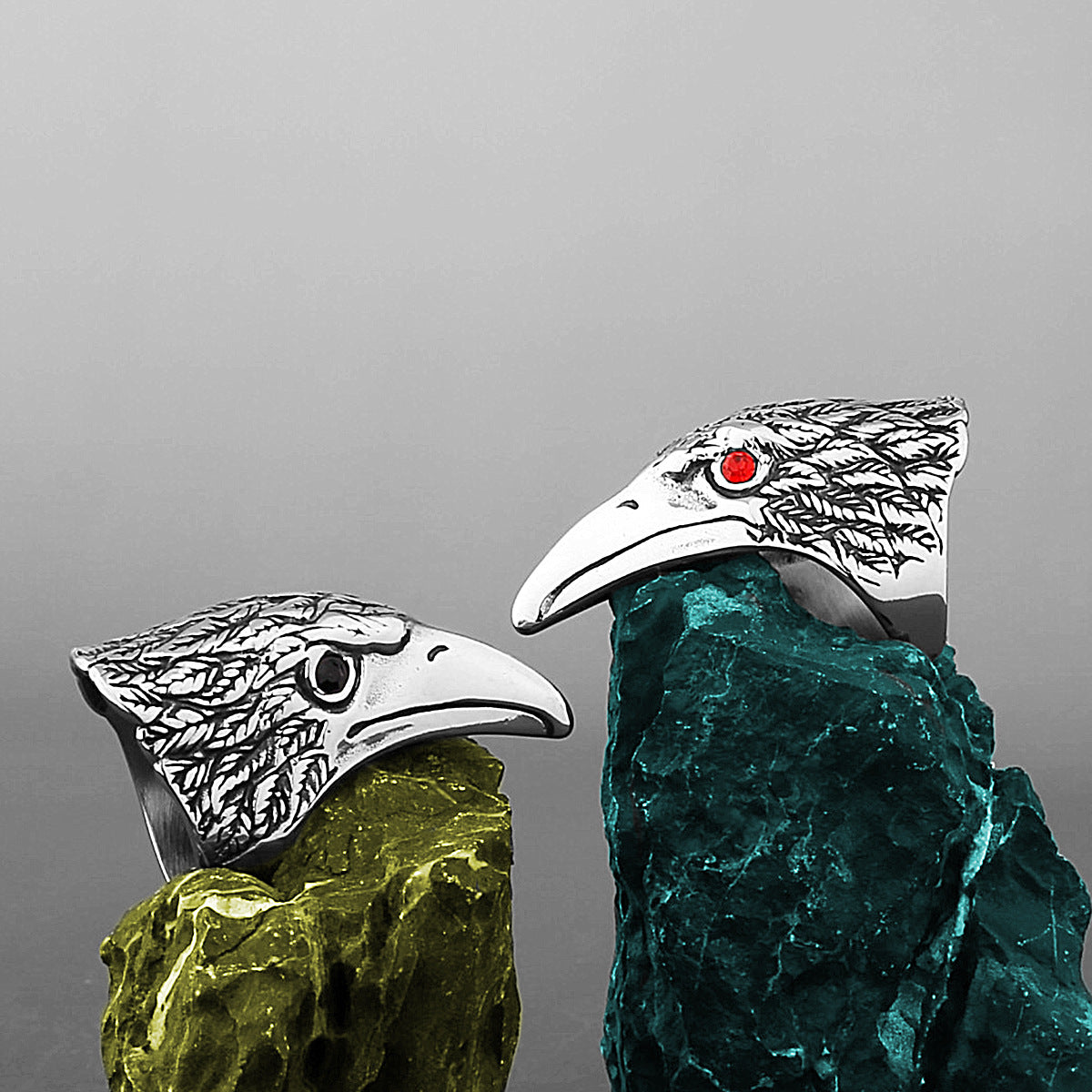 Red and Black Eyed Eagle Ring