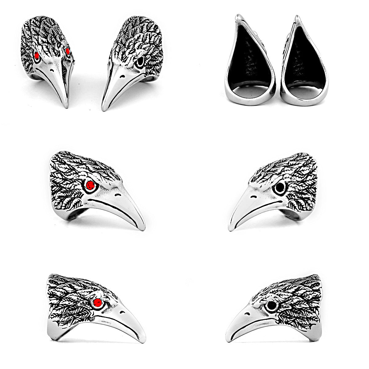 Red and Black Eyed Eagle Ring