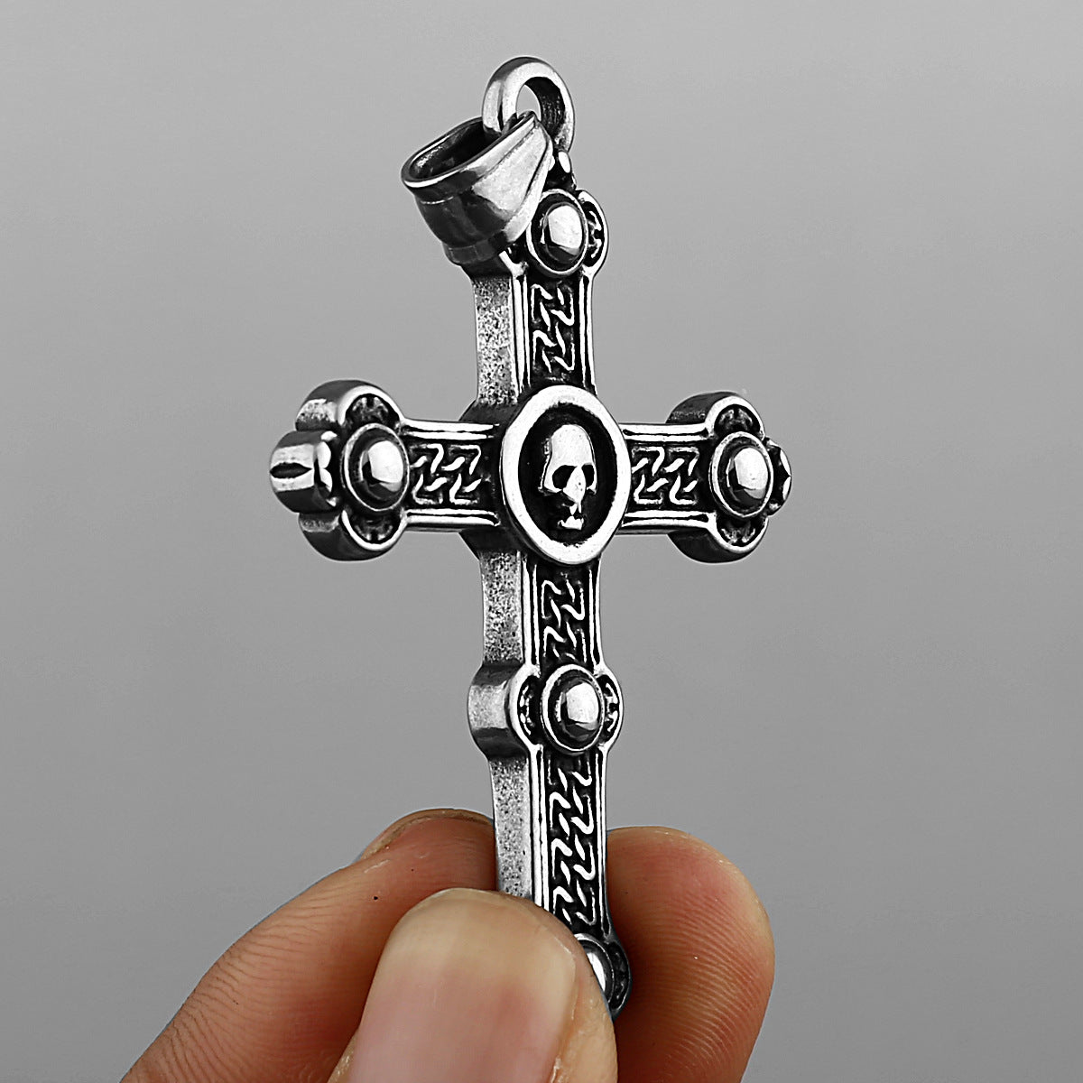 Retro Skull Cross-Motif Necklace