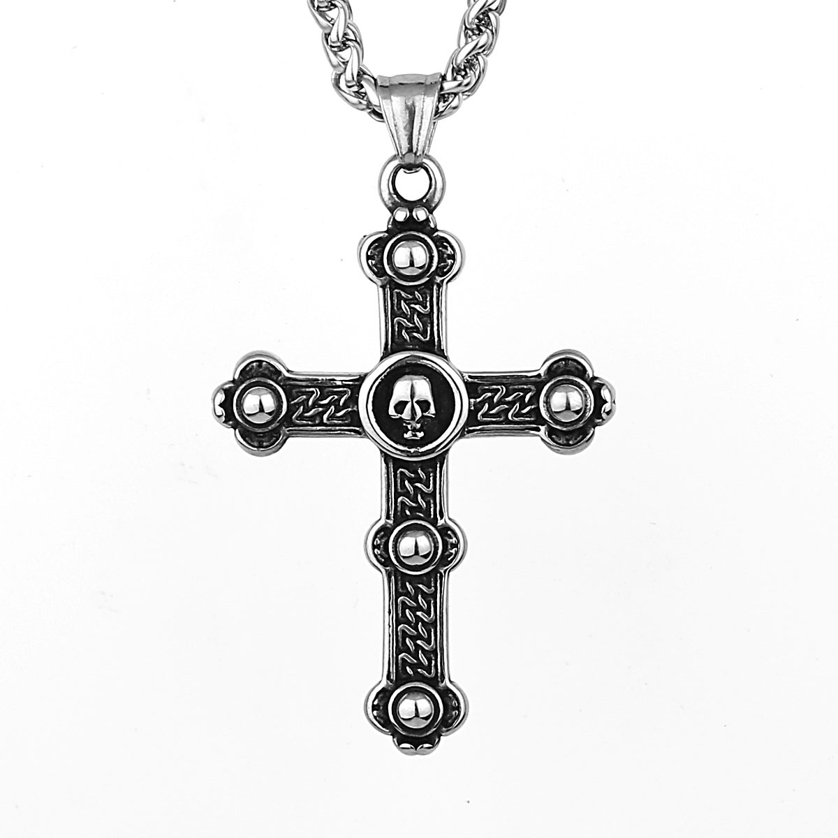 Retro Skull Cross-Motif Necklace