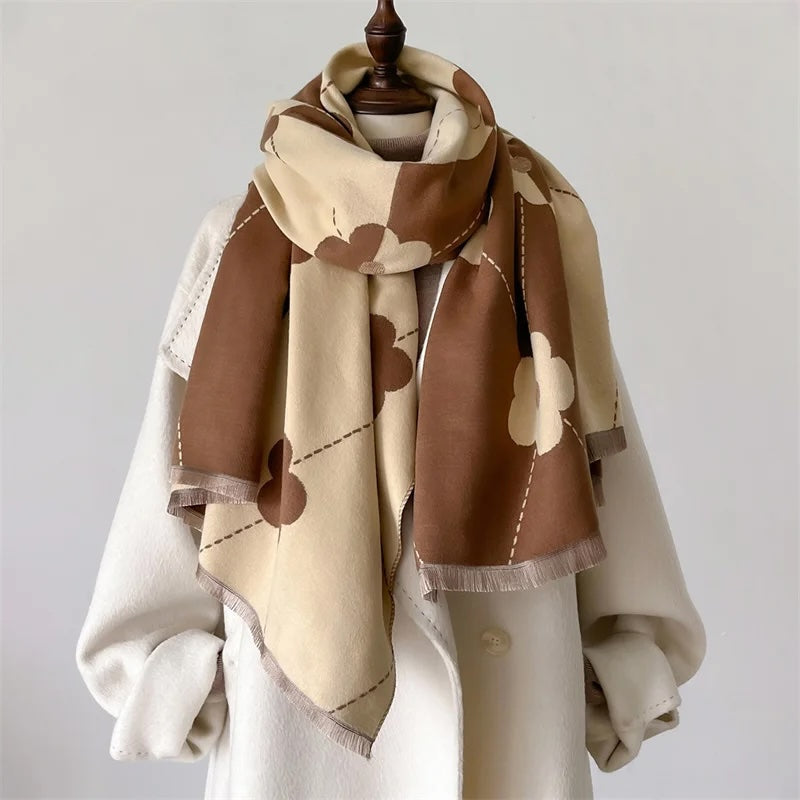 Retro Floral Cashmere Shawl Scarves