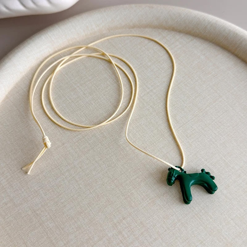 Retro Horse Charm Pendant Long Rope Necklaces