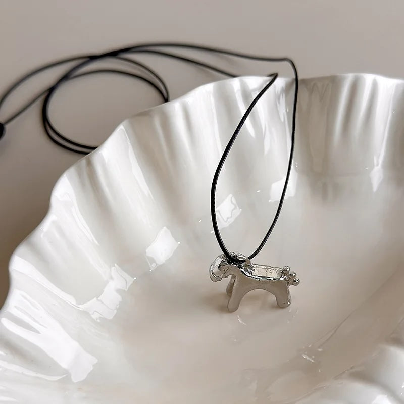 Retro Horse Charm Pendant Long Rope Necklaces