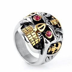 Ruby-Eye Skull-Motif Punk Ring