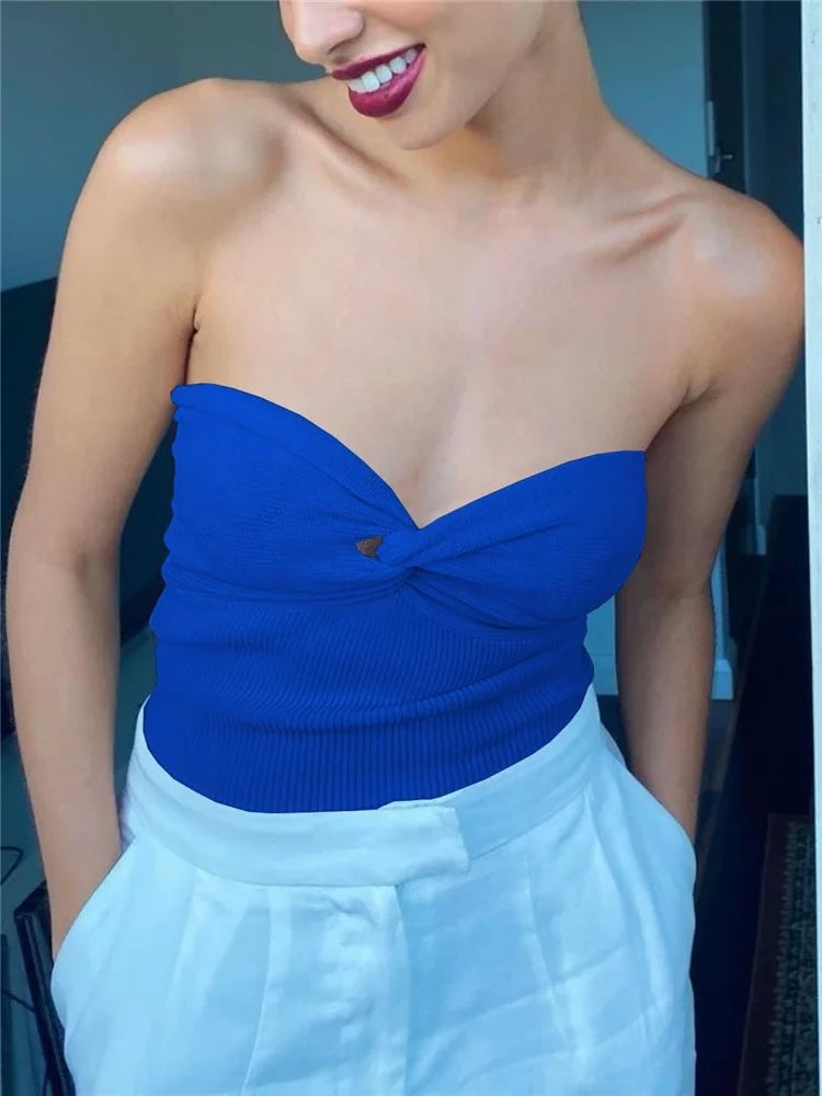 Josh Twisted Knot Knit Mermaid Tube Tops