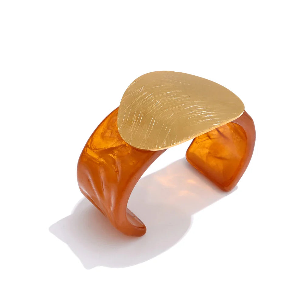 Cara Resin & Gold Sculptural Cuff Bracelet