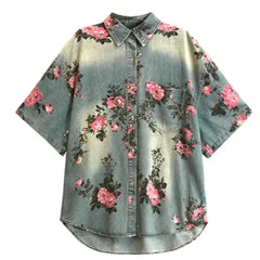 Emica Floral Print Denim Shirts