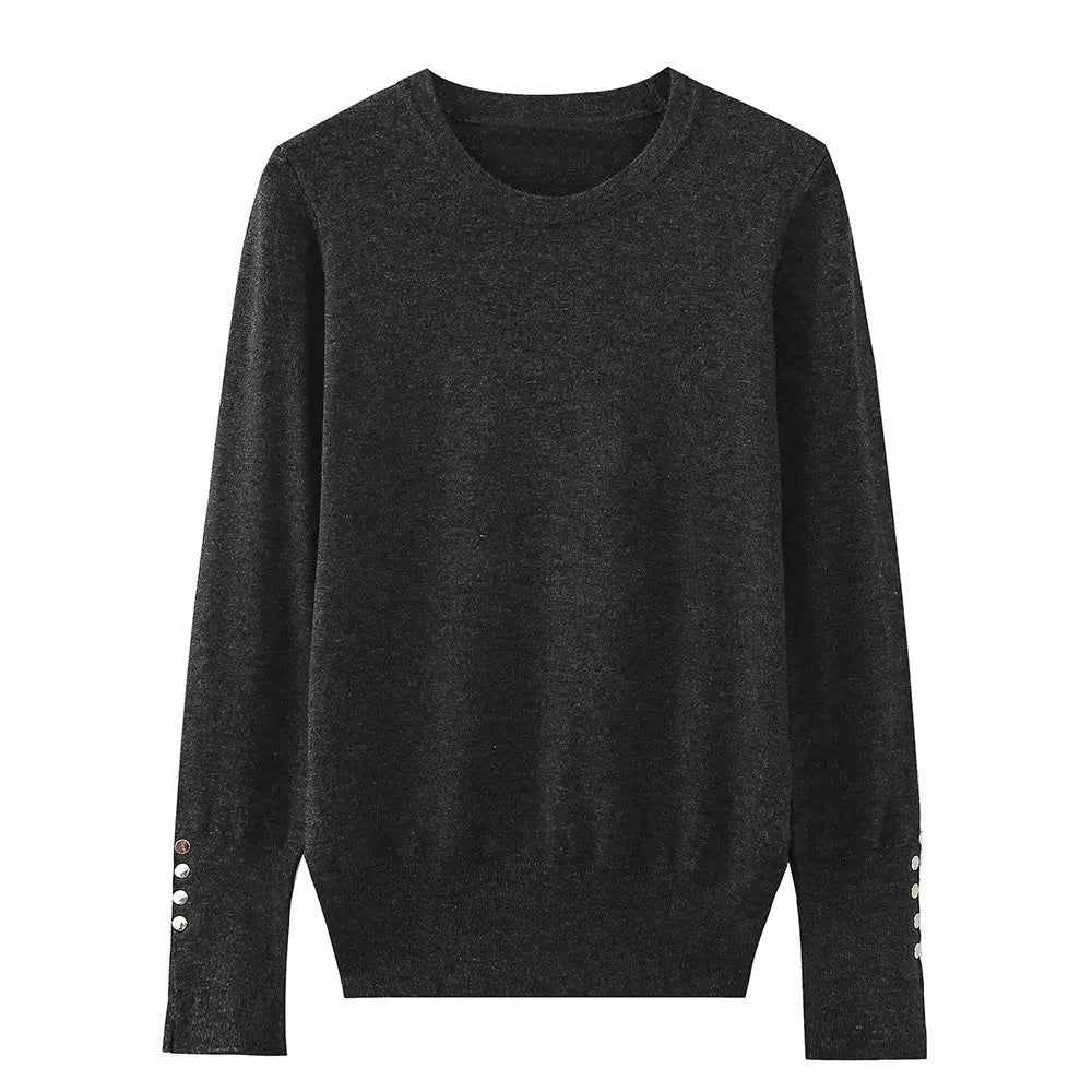 Delia Basic Long Sleeve Basic Knit Sweater