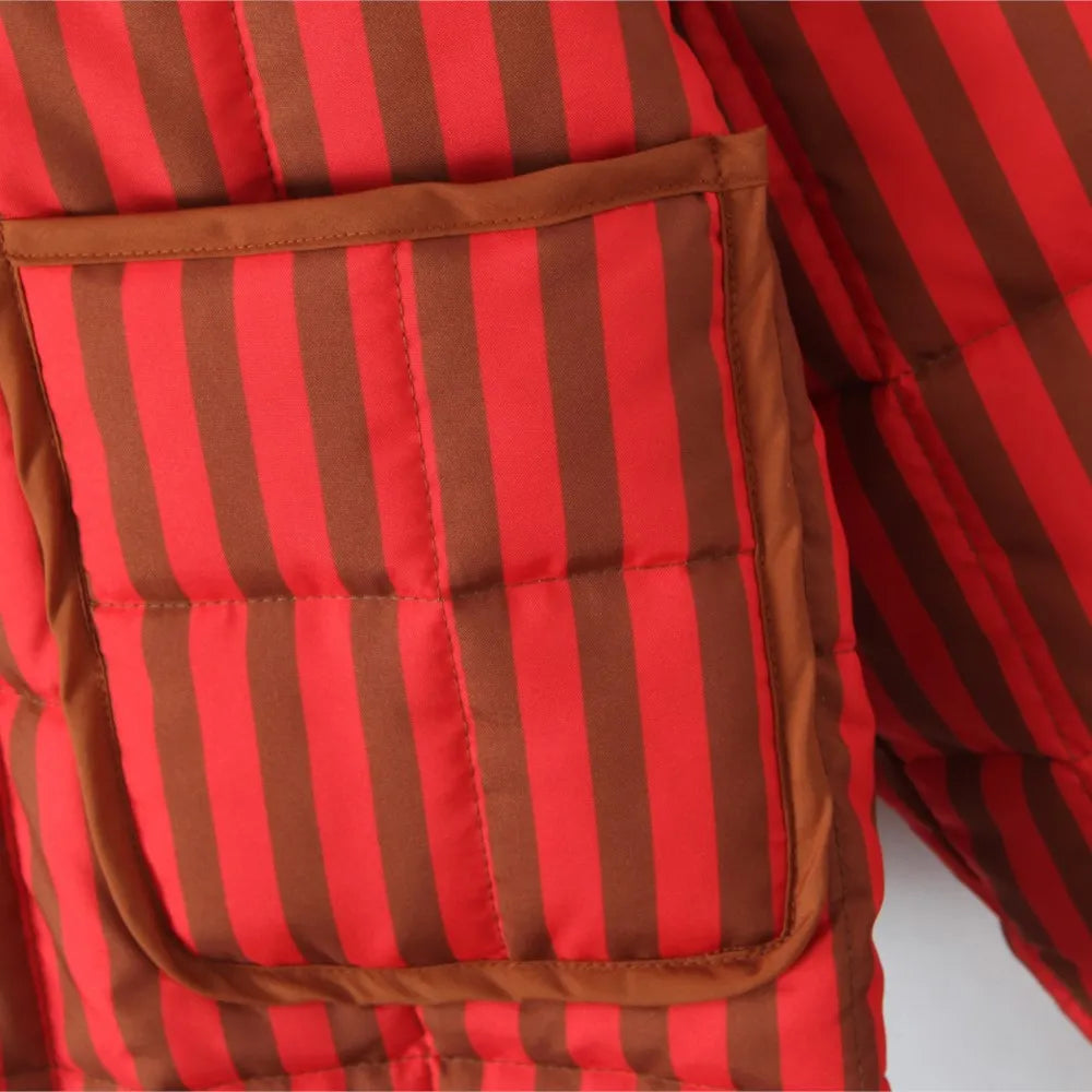 Esa Orange Red Stripe Quilted Jacket