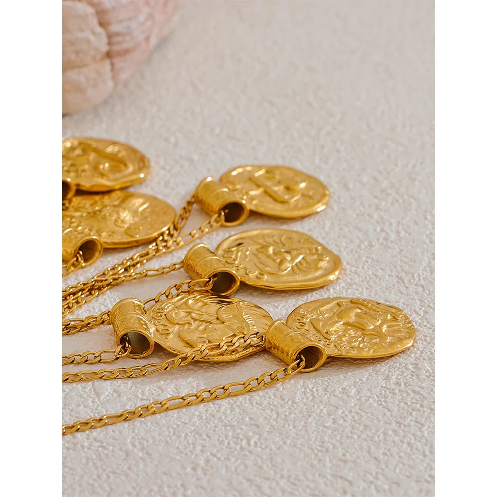 12 Constellation Sign Hammered 18K Gold Pendant Necklaces